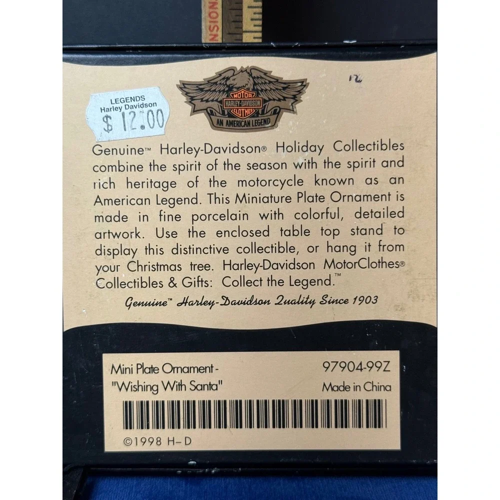 Harley Davidson, mini plate ornament‎ wall hanger plaquewishing with Santa